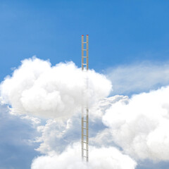 metal ladder crosses the clouds.