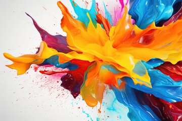 Colorful paint splashes on white background
