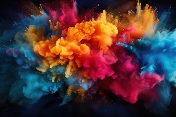 Fototapeta na wymiar Colorful powder explosion on black background