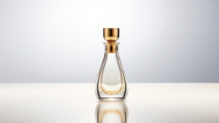 an isolated perfume vial, its essence encapsulated in a timeless design, the bottle's silhouette defining its presence against the clean white background, 