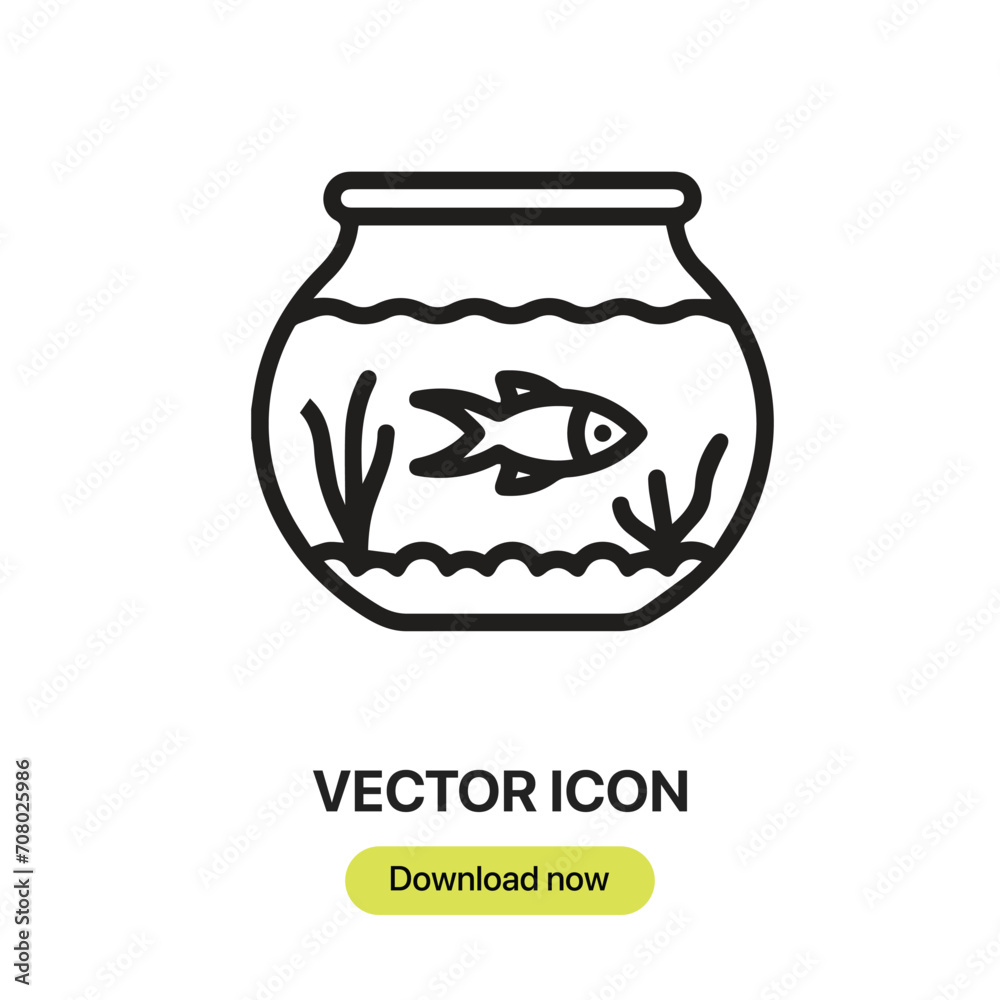 Fototapete aquarium icon vector. linear-style sign for mobile concept and web design. aquarium symbol illustrat