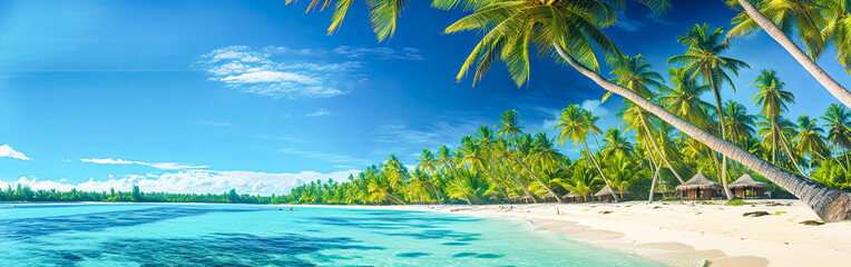 Obraz premium Tropical bliss on a paradise islands palm fringed beach.