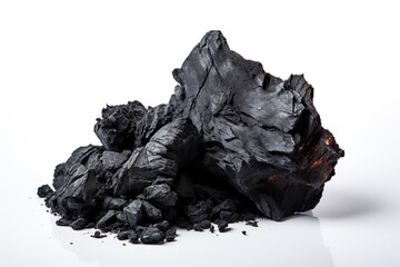Smoldering coal isolated on white background