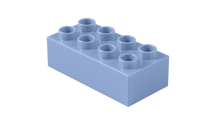 Serenity Plastic Lego Block Isolated on a White Background. Children Toy Brick, Perspective View. Close Up View of a Game Block for Constructors. 3D Rendering. 8K Ultra HD, 7680x4320, 300 dpi