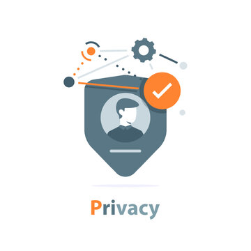Privacy icon,personal protection sign, authentication security icon, secure confidentiality label image