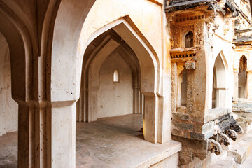 Fototapeta na wymiar Interior of Queen's Bath in Hampi, Karnataka, India, Asia