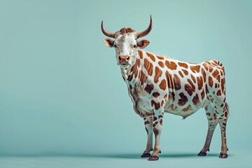Cow with giraffe stripes. AI generative art - obrazy, fototapety, plakaty