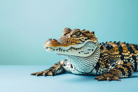 Crocodile with tiger stripes. AI generative art