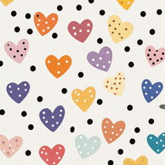 Seamless Polka Dots And Polka Dotted Hearts Pattern