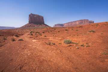 hiking the wildcat trail in monument valley, arizona, usa