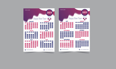 2024 New year desk calendar design template