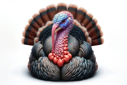 photo of a turkey isolated on solid white background. ai generative