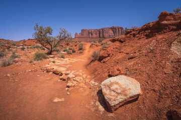 hiking the wildcat trail in monument valley, arizona, usa