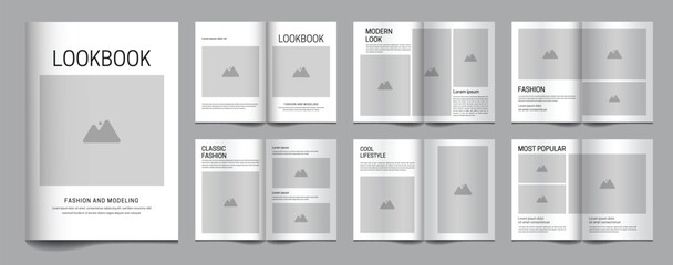 12 page fashion magazine template minimalist design