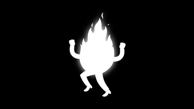 Fire Cartoon Animated Character Running Loop Cycle.