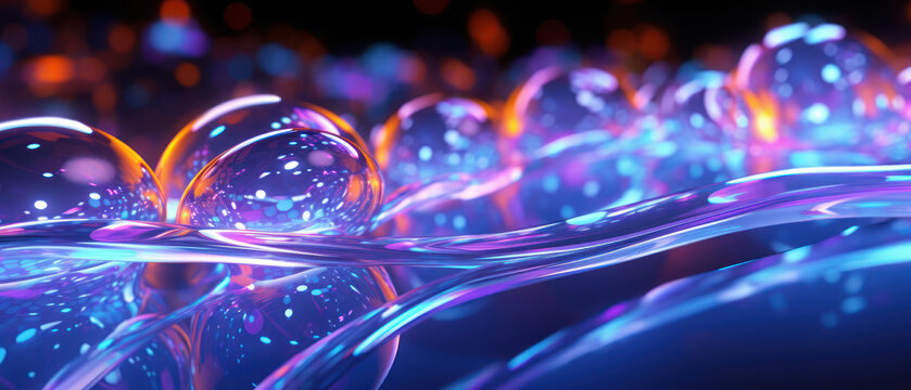 Mesmerizing close-up of water bubbles against a dark backdrop, creating a dream-like visual display.