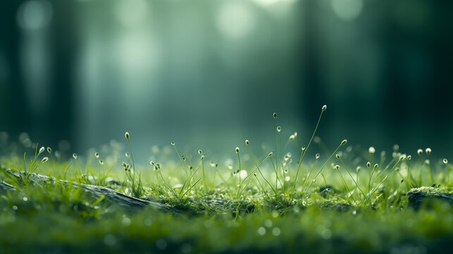 Paisaje con detalle de la vegetaci&oacute;n en el campo con un fondo muy difuminado como s&iacute;mbolo de soledad, paz, armon&iacute;a.