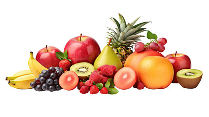 Naklejka na ściany i meble Various kinds of delicious fruits on transparent background