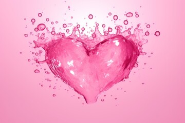 pink heart gel with drops on pink background. love is romantic. feelings. expression