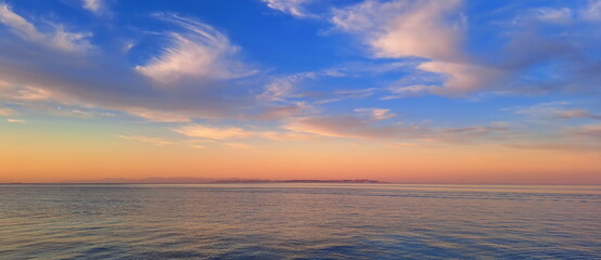 : Sky and Seacoast after sunset, beautiful natural skyline after sunset.