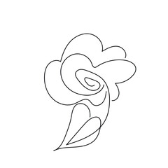 Floral silhouette art line. Flowers in continuous line drawing style. Border with tropical flower. Minimalist black linear sketch. Trendy vector illustration isolated. Contour graphics for design