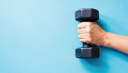 hand with dumbbells