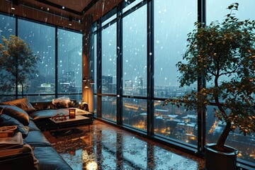 Cozy Luxury Apartments Ambience Rain On Window