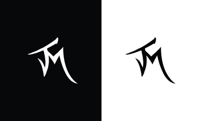JM, TM initial company name logo template vector - obrazy, fototapety, plakaty