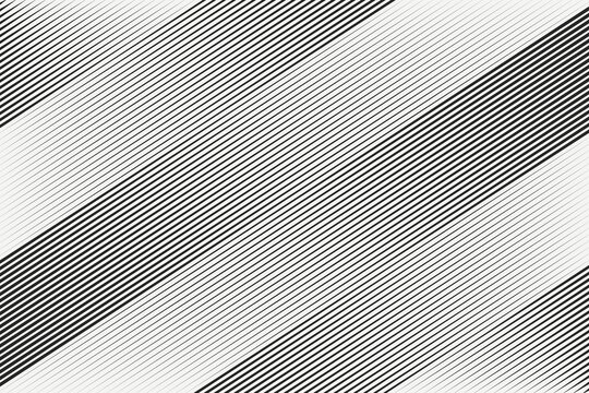 Black slant parallel dynamic random gradient stroke speed lines isolated on a white background. Minimalist abstract halftone fast stripes pattern. Geometric vector illustration
