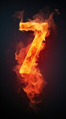 Fototapeta premium fire number 7 made of fire flames. number seven symbol. isolated on black. hot red and orange symbol