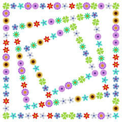 Colorful flower frame background. 3d rendering.	