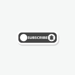 Subscribe button with notification bell icon sticker isolated on gray background