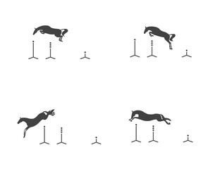 Free jump horses, vector silhouettes