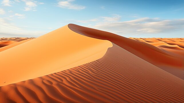 Dunes and sand in desert landscape. Abstract background. Illustration for cover, card, postcard, interior design, screen, poster, brochure or presentation.