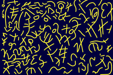 Yellow line doodle pattern on dark background