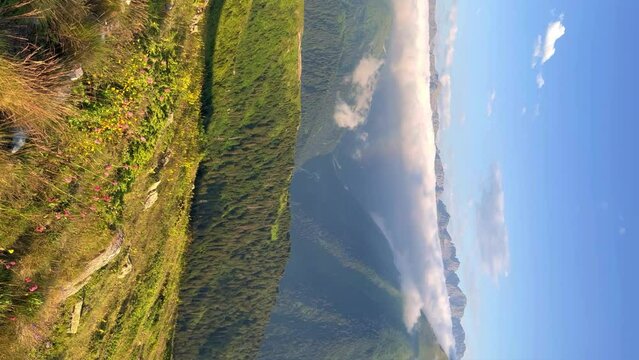 Sunset on the Aider plateau in Turkey. The mountains of the Black Sea coast of Turkey near Rize and Trabzon are the Karadeniz region. The Turkish Alps are in the clouds. 4K Video