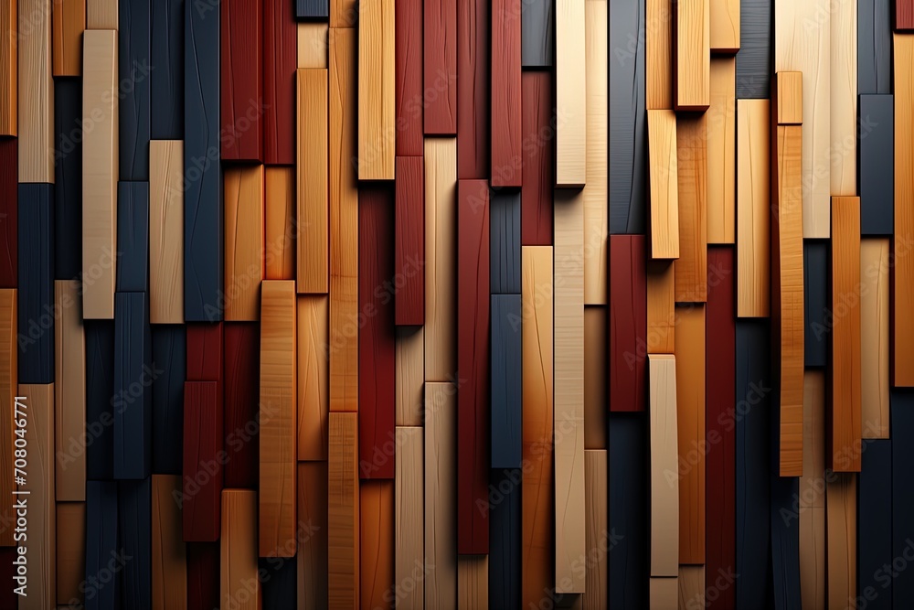 Poster wooden wall adorned with a multitude of colors, showcasing a striking array of wood hues and texture
