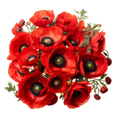 bouquet of poppies signifies consolation and remembrance..