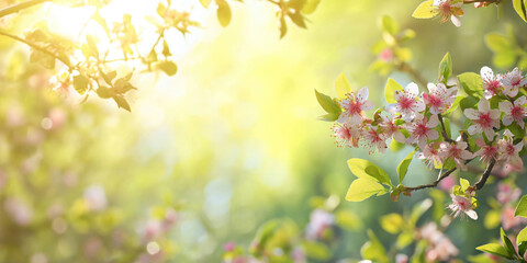 spring background with cherry blossoms and copyspace