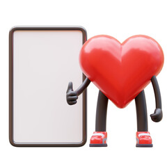 Love character presenting blank paper board