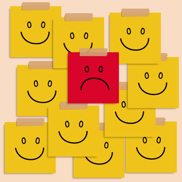 Red angry sticky notes concept