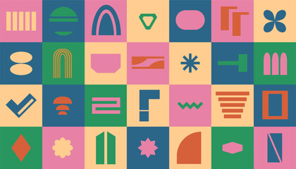 Brutalist abstract geometric shapes in bright colors. Brutal contemporary figure. Bauhaus memphis design.
