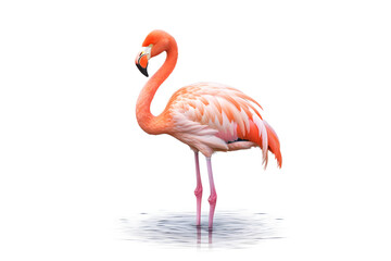 pink flamingo isolated on white - Generative AI