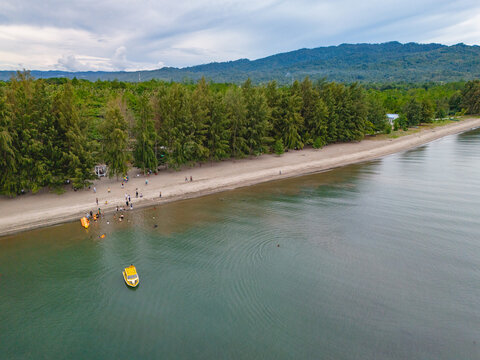 Aerial View of Kairatu Beach in West Seram Regency, Maluku, Indonesia