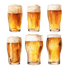 watercolor painting of glass of beer