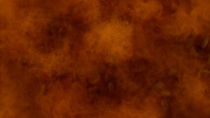 Texture of cocoa powder explosion. Top view.