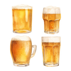watercolor painting of glass of beer