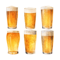watercolor painting of glass of beer