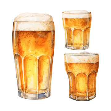 watercolor painting of glass of beer
