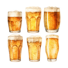 watercolor painting of glass of beer